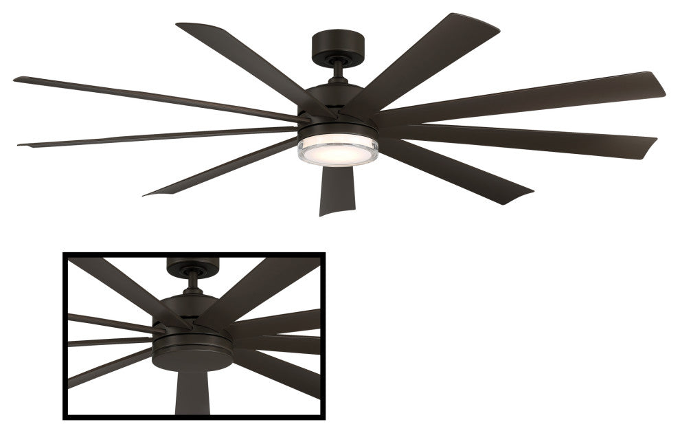 Wynd XL Indoor/Outdoor Smart Ceiling Fan, 72", Bronze, 2700K Light Kit