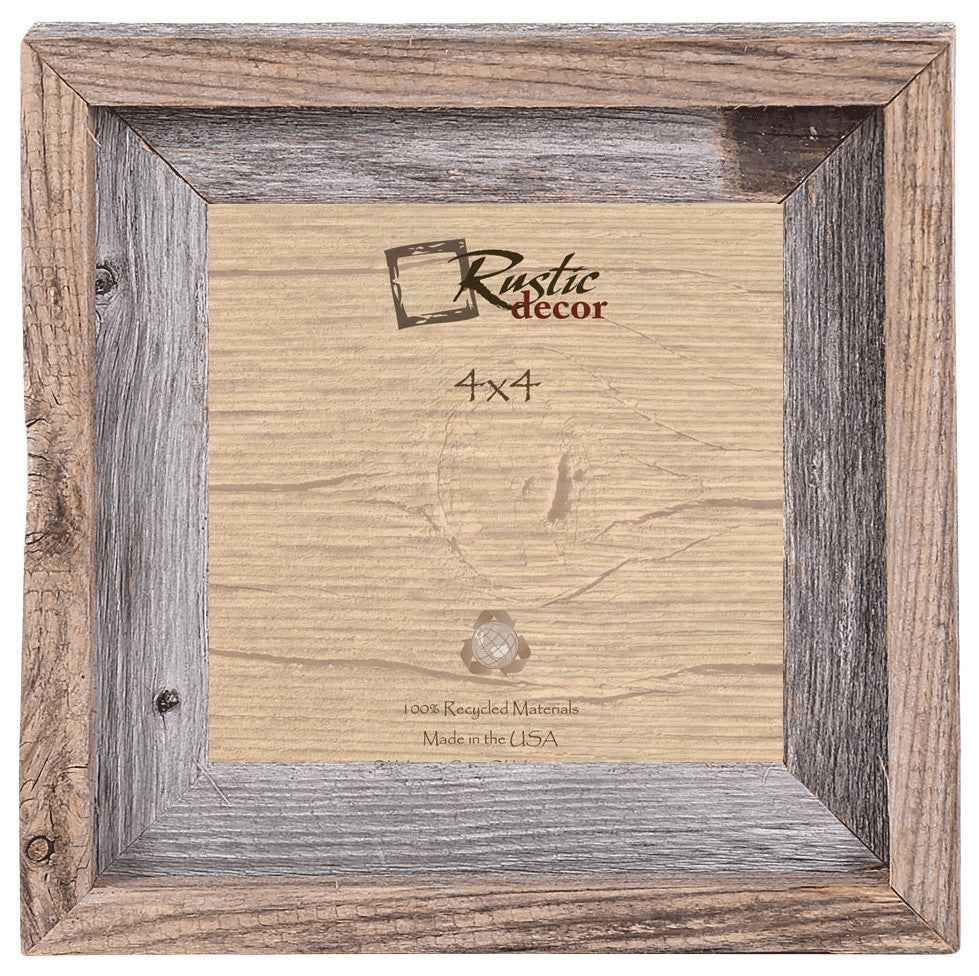 Claremore Signature Reclaimed Rustic Barn Wood Photo Frame, 4"x4"