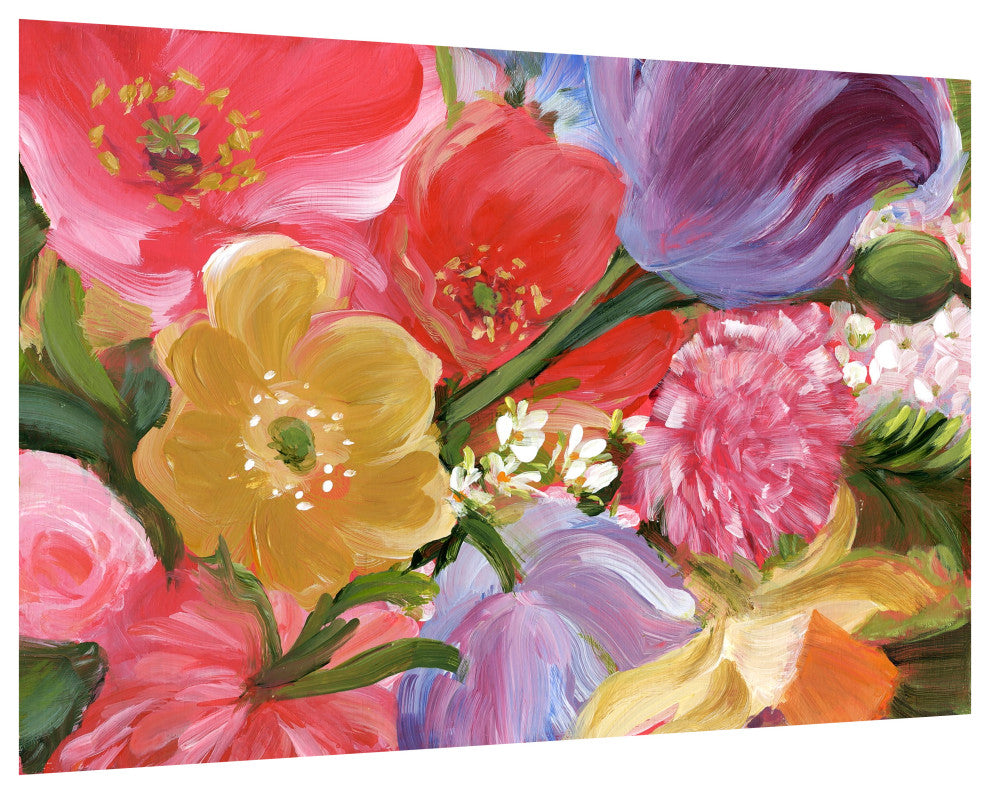 "Blossom Symphony II" Flowers Frameless Printed Tempered Art Glass Wall Art