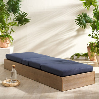 Safavieh Couture Vincent Wood Chaise Lounge Chair, Natural/Navy