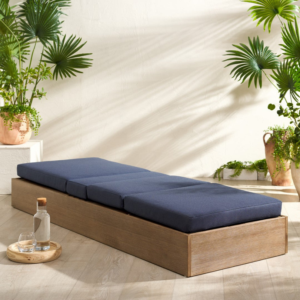 Safavieh Couture Vincent Wood Chaise Lounge Chair, Natural/Navy