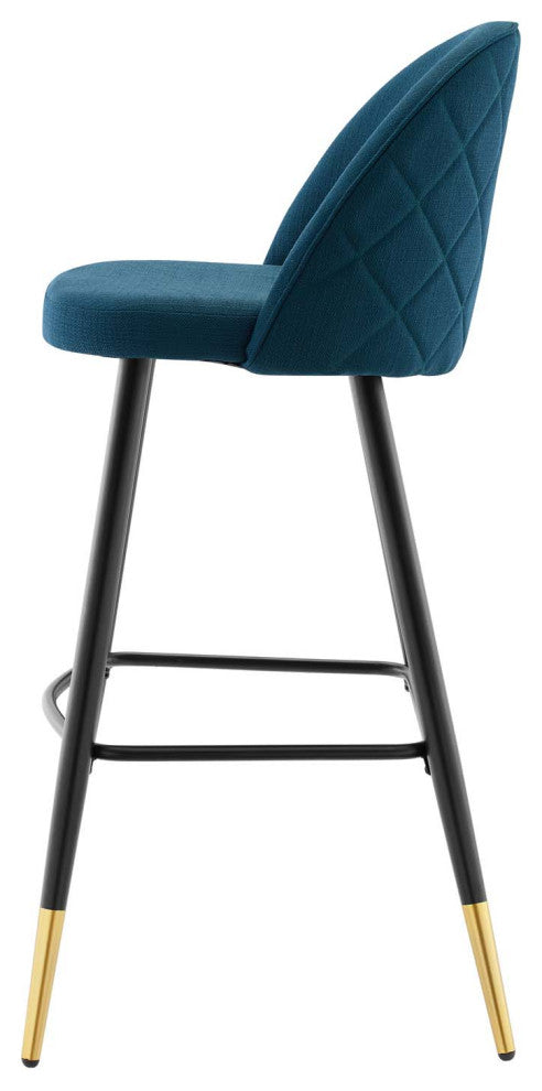 Bar Stool Chair Barstool, Set of 2, Fabric, Metal, Navy Blue, Modern, Bar Pub