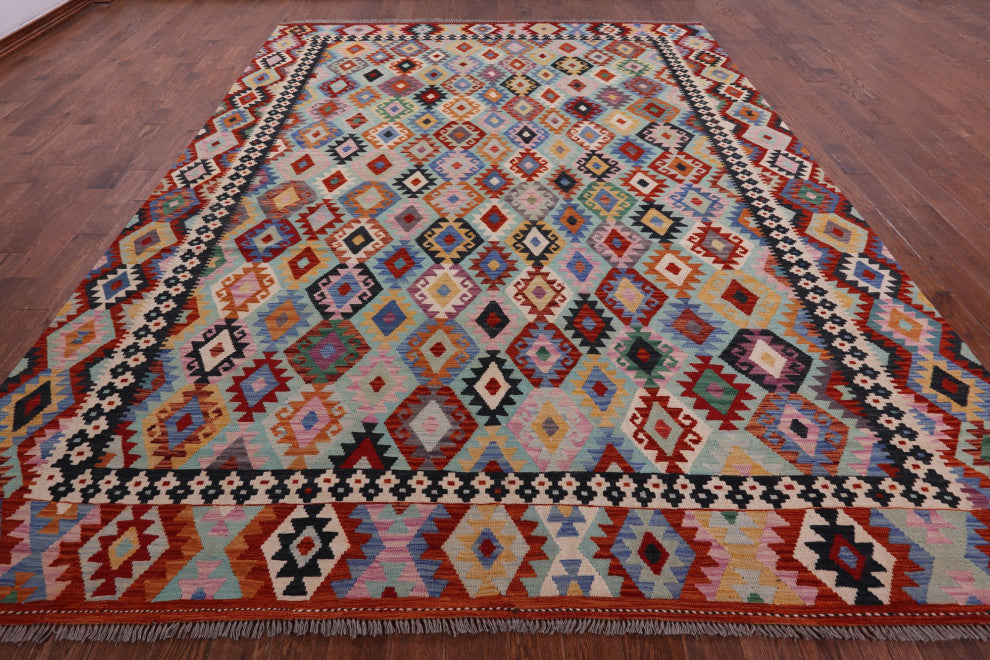 10' 0" X 13' 1" Kilim Flat Weave Wool On Wool Rug - Q12537