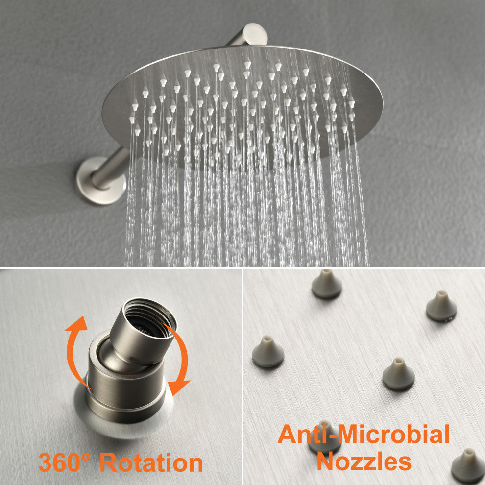 Waterfall Tub Spout Shower System, Handheld Shower Head, Brushed Nickel
