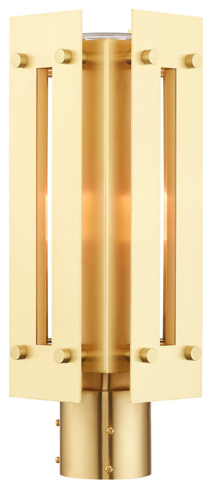 Livex Lighting Utrecht 1 Light Satin Brass Medium Outdoor Post Top Lantern