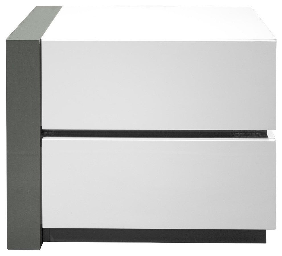 Seville White Modern Left Facing 2-Drawer Nightstand