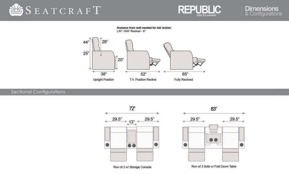 Seatcraft Republic Home Theater Seating, Brown, Sofa and Loveseat