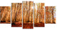 Bright Sun over Thick Fall Forest, Modern Forest Canvas Art, 60"x32", 5 Panels