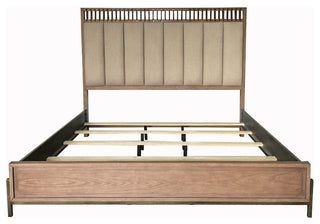 Aurora Queen Uph & Leather Panel Bed