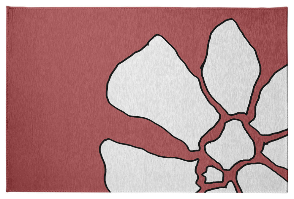 Petal Lines Spring Chenille Rug, Coral, 4'x6'