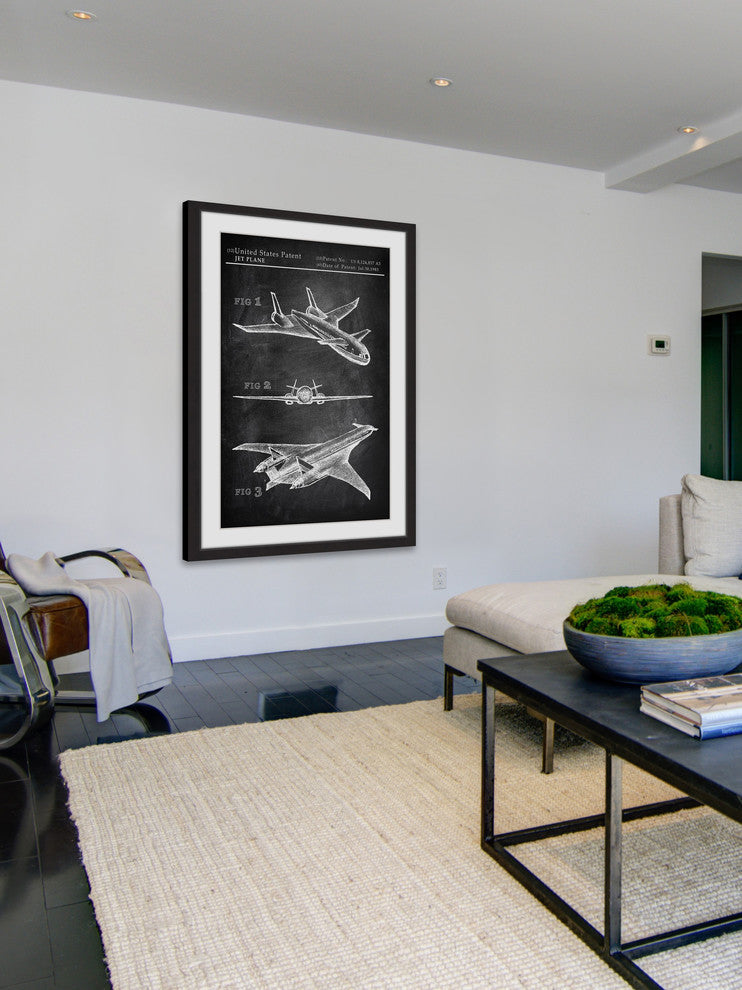 "Airplane Design Plans" Framed Painting Print, 30"x45"
