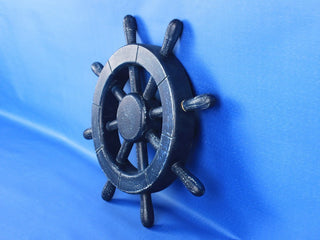 Rustic All Dark Blue Ship Wheel 12'', Decorative Ship Wheel, Nautical Theme