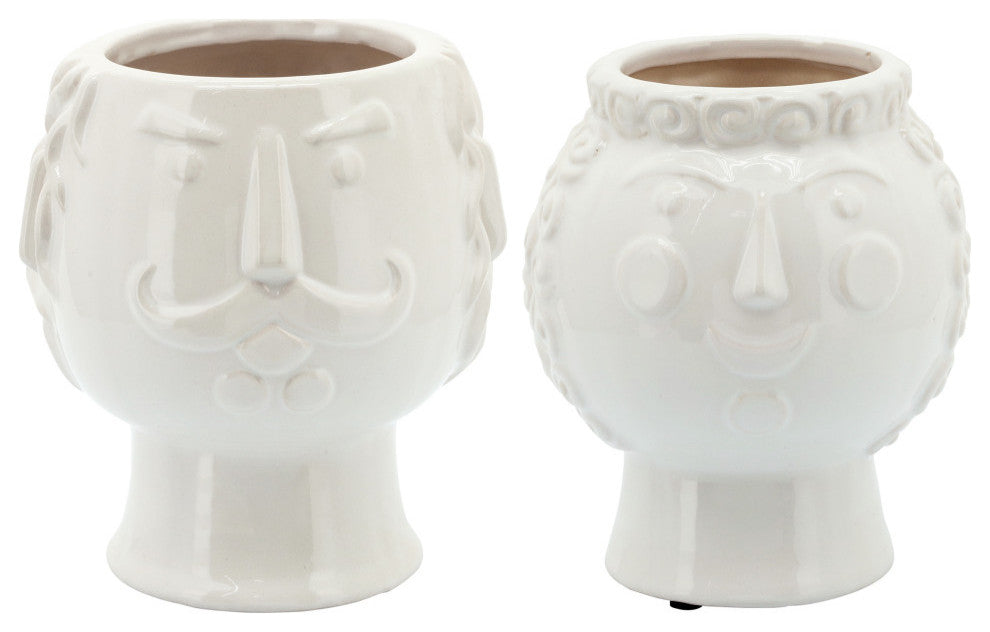 6" Grandma Face Planter, White