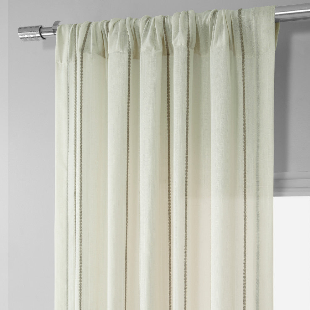 Aruba Gold Striped Linen Sheer Curtain Single Panel, 50"x108"