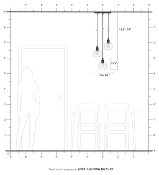 Downtown 3 Light Satin Brass Sphere Multi Pendant