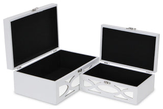 Mirrored Bubbly Champagne Boxes, Set of 2, Champagne, White