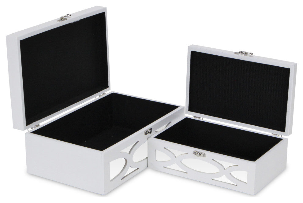 Mirrored Bubbly Champagne Boxes, Set of 2, Champagne, White