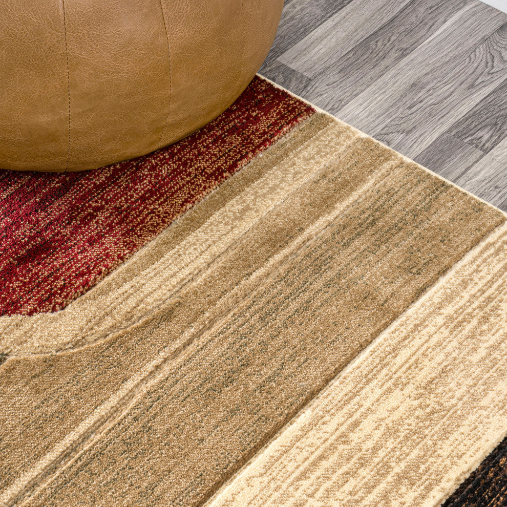 Tamara Retro Abstract Arches Cream/Brown/Red 3 ft. x 5 ft. Area Rug