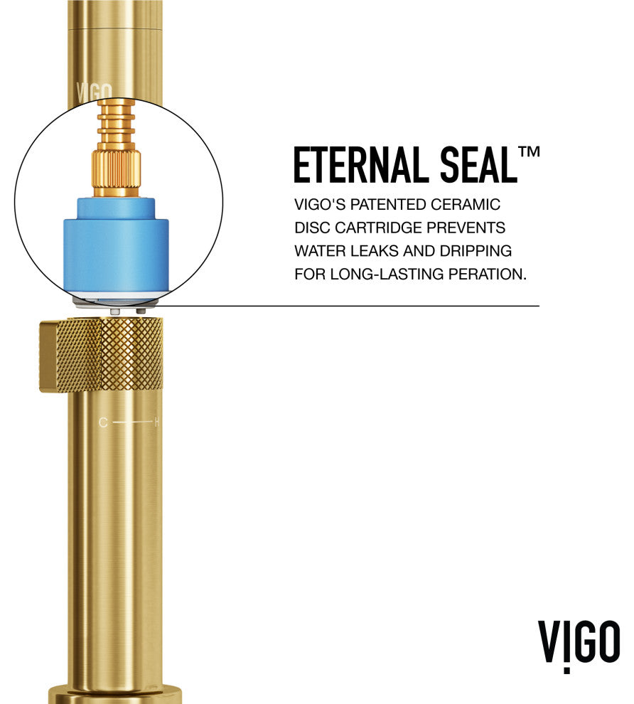 VIGO Jewel 11 in. H Single Handle Kitchen Bar Faucet, Matte Brushed Gold