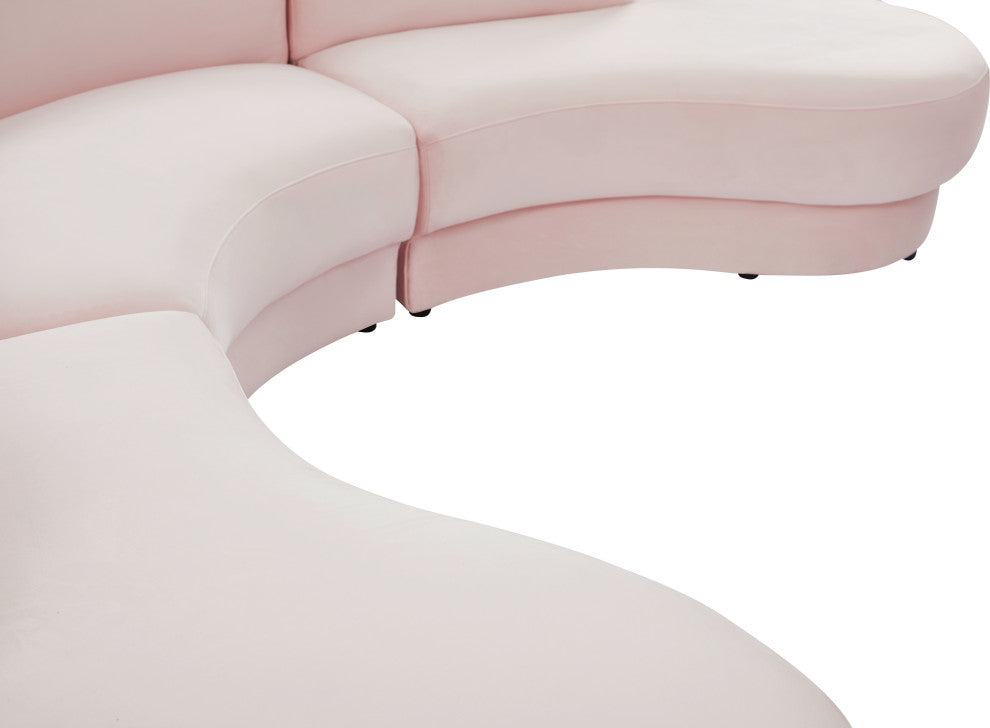 Rosa Velvet Upholstered 3-Piece Sectional, Pink