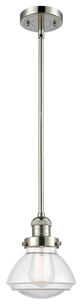 Olean 1-Light Mini Pendant, Polished Nickel, Clear