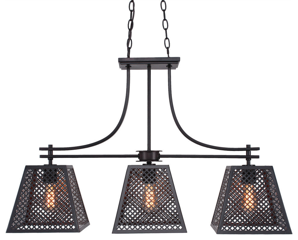 Corbello 3-Light Island Bar, 9.5" Espresso Shades and Amber Antique LED Bulbs