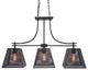 Corbello 3-Light Island Bar, 9.5" Espresso Shades and Amber Antique LED Bulbs