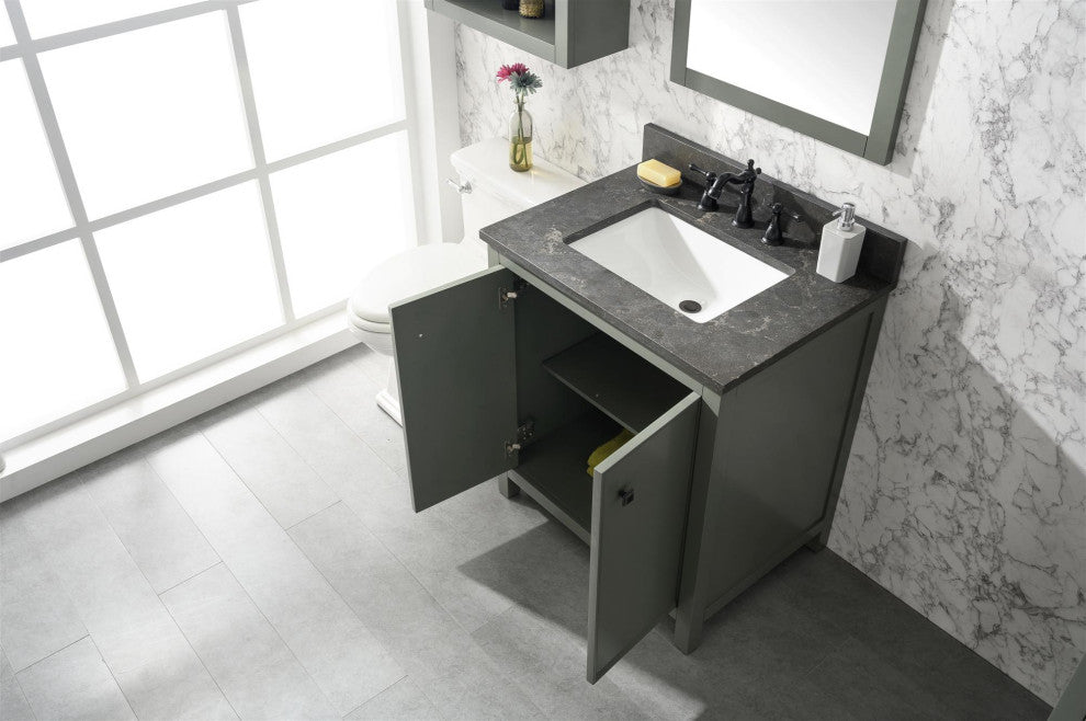 30" Single Sink Vanity Cabinet, Pewter Green