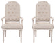 Set of 2 Upholstered Arm Chairs in Antique Champagne Finish