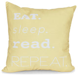 26"x26" My Mantra, Word Print Pillow, Yellow