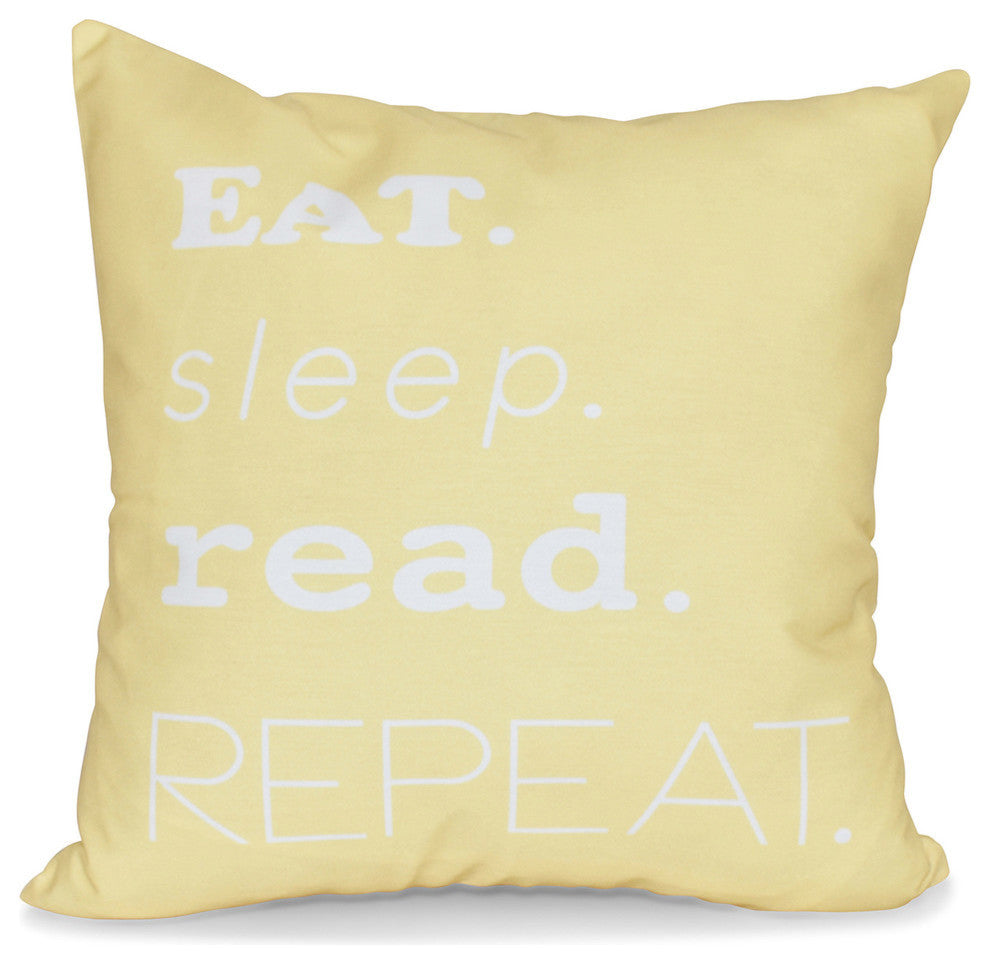 26"x26" My Mantra, Word Print Pillow, Yellow