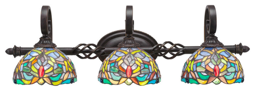 Elegante 3-Light Bath Bar, Kaleidoscope Art