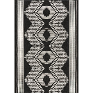 Nuloom Ranya Tribal Indoor/Outdoor Contemporary Area Rug, Black 9'6"X12'