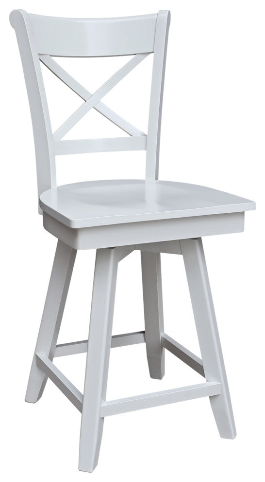 Charlotte Counter Height Stool with 24 in. H Swivel Seat in White