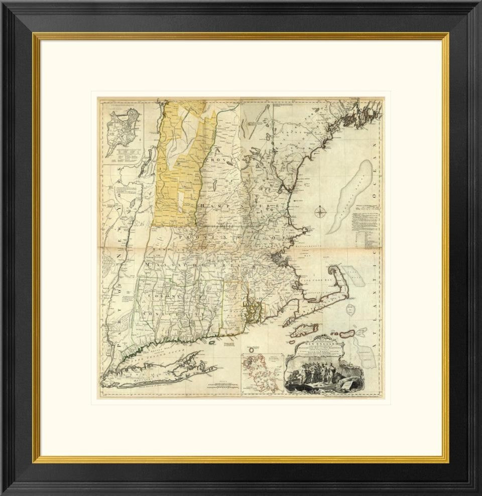 "Composite: New England, 1776" Framed Digital Print by Thomas Jefferys, 25x26"