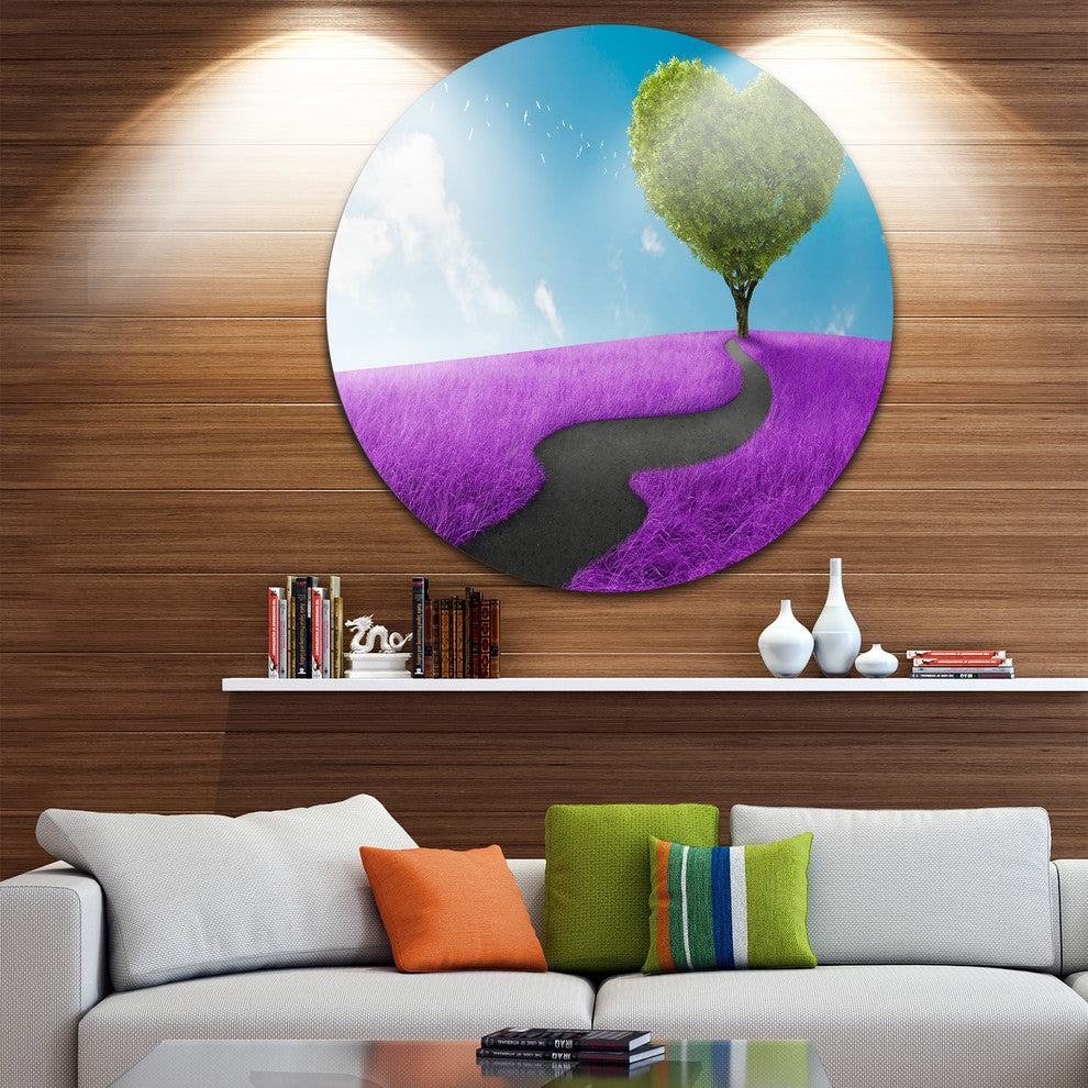 Heart Tree Abstract, Digital Art Large Disc Metal Wall Art, 36"