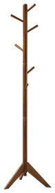 Wood Coat Rack With 6 Hooks, Walnut