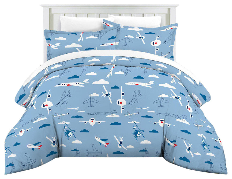 Lullaby Bedding Printed Comforter Set, Airplanes, Queen