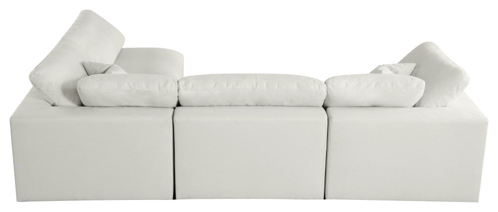 Plush Velvet / Down Standard Comfort L-Shaped Modular Sectional, Cream, 4-Piece: 2 Armless Chair, 2 Corner Chair