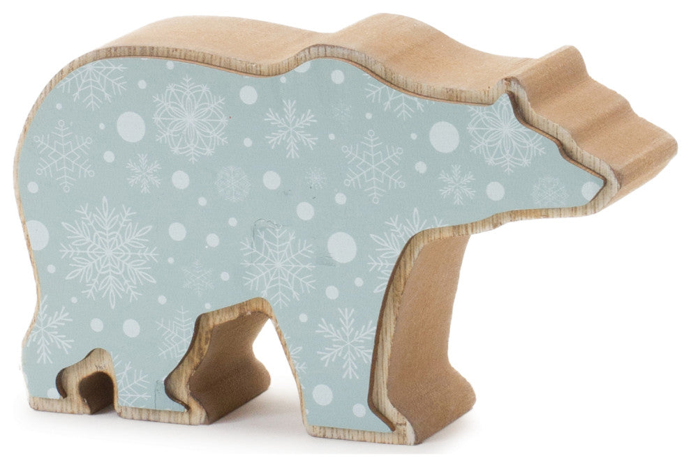 Wood Polar Bear Decor, Set of 2