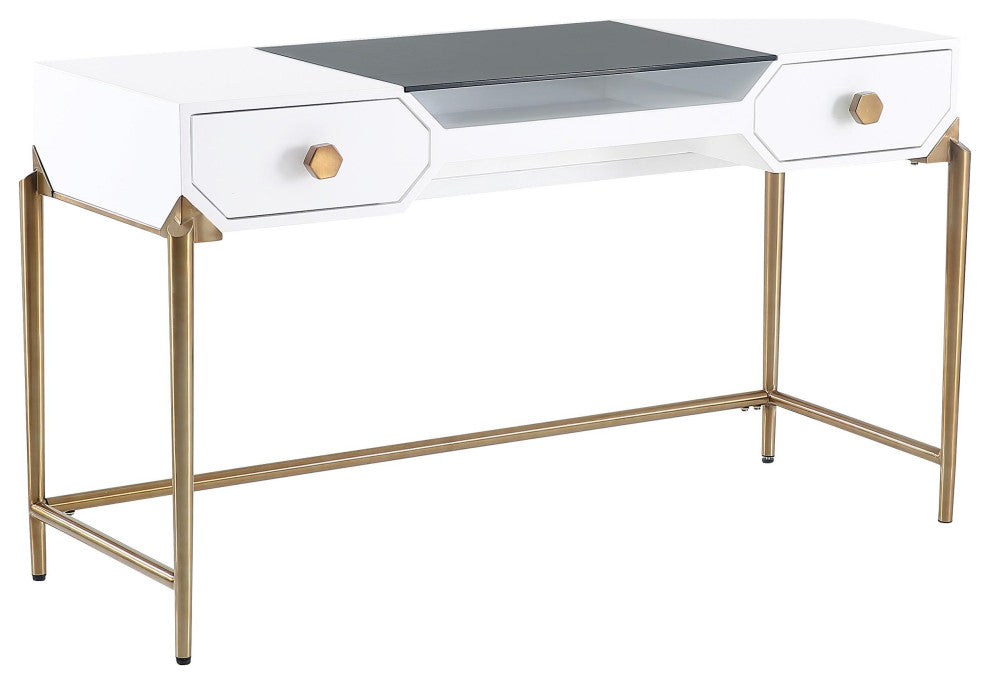 TOV Furniture Bajo White Lacquer Desk