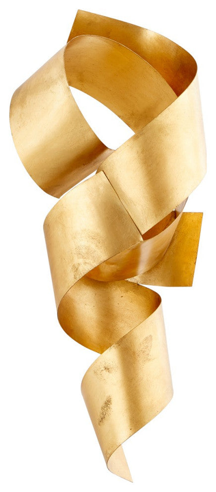 Cyan Design Ribbons Sculpture, Gold Leaf