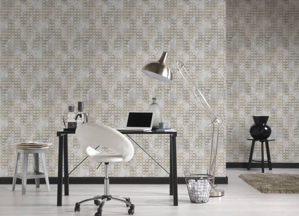 Geometric Textured Wallpaper Featuring Honeycomb Pattern, 374244