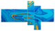 Light Blue Abstract Acrylic Paint Mix, Abstract Art on Canvas, 60"x32", 5 panels