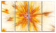 Shining Yellow Exotic Fractal Flower, Floral Canvas Art Print, 48"x28", 4 Panels