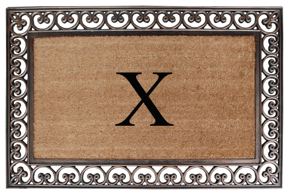 A1HC Rubber & Coir Classic Paisley Border Large Double Monogram Doormat 30X48, X