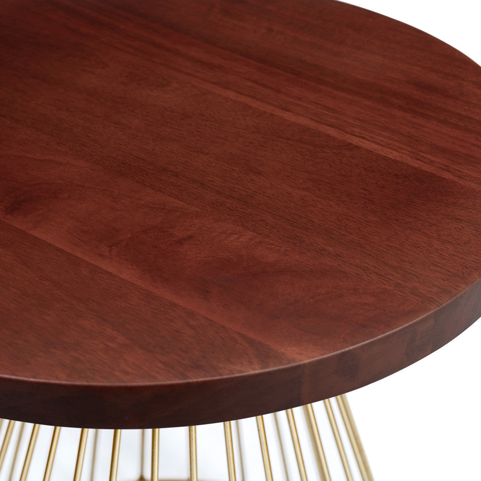 Melody Designer Cage Table, Walnut, Gold