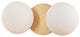Baird 2-Light Bath Bracket With White Glass, Aged Brass