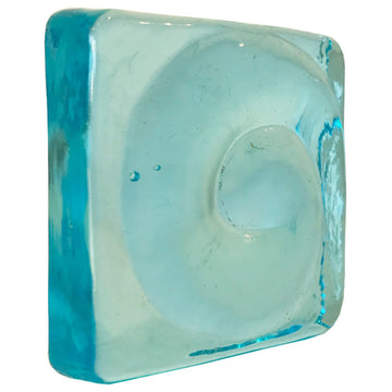 2x2 Snails Hand Poured Glass Tile, Aqua