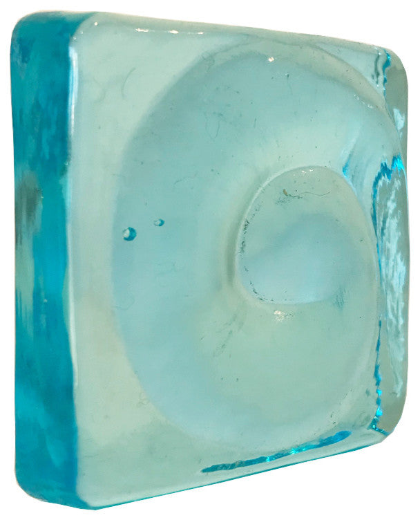 2x2 Snails Hand Poured Glass Tile, Aqua